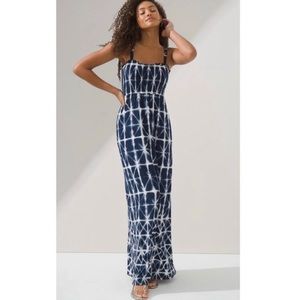 SOMAWKND Tie Dye Smocked Built-In Bra Maxi Dress